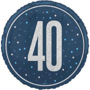 18in GLITZ BLUE 40TH BIRTHDAY FOIL BALLOON
