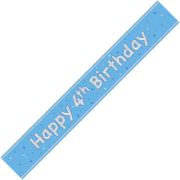 9ft GLITZ BLUE 4TH BIRTHDAY BANNER