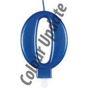 METALLIC BLUE NUMBER 0 BIRTHDAY CANDLE