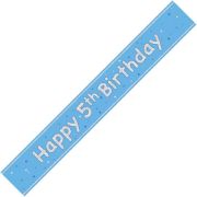 9ft GLITZ BLUE 5TH BIRTHDAY BANNER