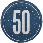 18in GLITZ BLUE 50TH BIRTHDAY FOIL BALLOON