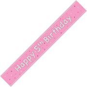 9ft GLITZ PINK 5TH BIRTHDAY BANNER