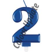 METALLIC BLUE NUMBER 2 BIRTHDAY CANDLE