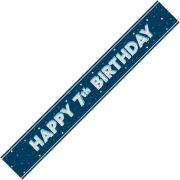 9ft GLITZ BLUE 7TH BIRTHDAY BANNER