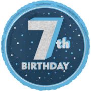 18in GLITZ BLUE 7TH BIRTHDAY FOIL BALLOON