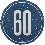 18in GLITZ BLUE 60TH BIRTHDAY FOIL BALLOON