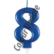 METALLIC BLUE NUMBER 8 BIRTHDAY CANDLE