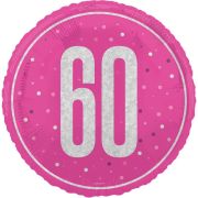 18in GLITZ PINK 60TH BIRTHDAY FOIL BALLOON