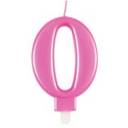 METALLIC PINK NUMBER 0 BIRTHDAY CANDLE