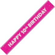 9ft GLITZ PINK 10TH BIRTHDAY BANNER