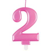 METALLIC PINK NUMBER 2 BIRTHDAY CANDLE