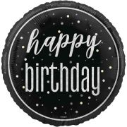 18in GLITZ BLACK HAPPY BIRTHDAY FOIL BALLOON