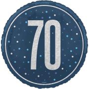 18in GLITZ BLUE 70TH BIRTHDAY FOIL BALLOON