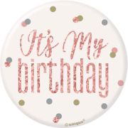 3in GLITZ ROSE GOLD BIRTHDAY BADGE