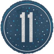 18in GLITZ BLUE 11TH BIRTHDAY FOIL BALLOON
