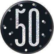 3in BLACK GLITZ 50 BADGE
