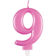 METALLIC PINK NUMBER 9 BIRTHDAY CANDLE