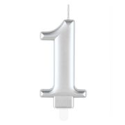 METALLIC SILVER NUMBER 1 BIRTHDAY CANDLE