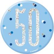 3in GLITZ BLUE 50 BADGE