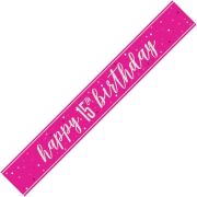 9ft GLITZ PINK 15TH BIRTHDAY BANNER