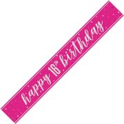 9ft GLITZ PINK 16TH BIRTHDAY BANNER