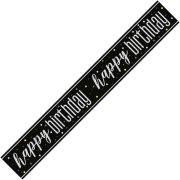9ft GLITZ BLACK HAPPY BIRTHDAY BANNER