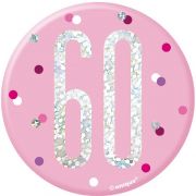 3in GLITZ PINK 60 BADGE