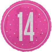 18in GLITZ PINK 14TH BIRTHDAY FOIL BALLOON