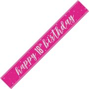 9ft GLITZ PINK 18TH BIRTHDAY BANNER