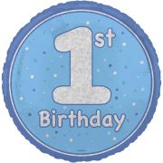 18in GLITZ BLUE 1ST BIRTHDAY FOIL BALLOON
