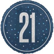 18in GLITZ BLUE 21ST BIRTHDAY FOIL BALLOON