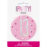 3in GLITZ PINK 13 BADGE