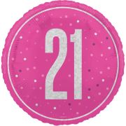 18in GLITZ PINK 21ST BIRTHDAY FOIL BALLOON